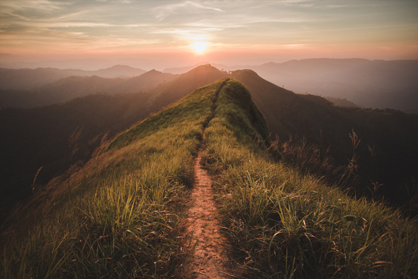 Image of mountains with sunset